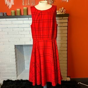 Elle Red and Black Windowpane Sleeveless Twee Style Dress